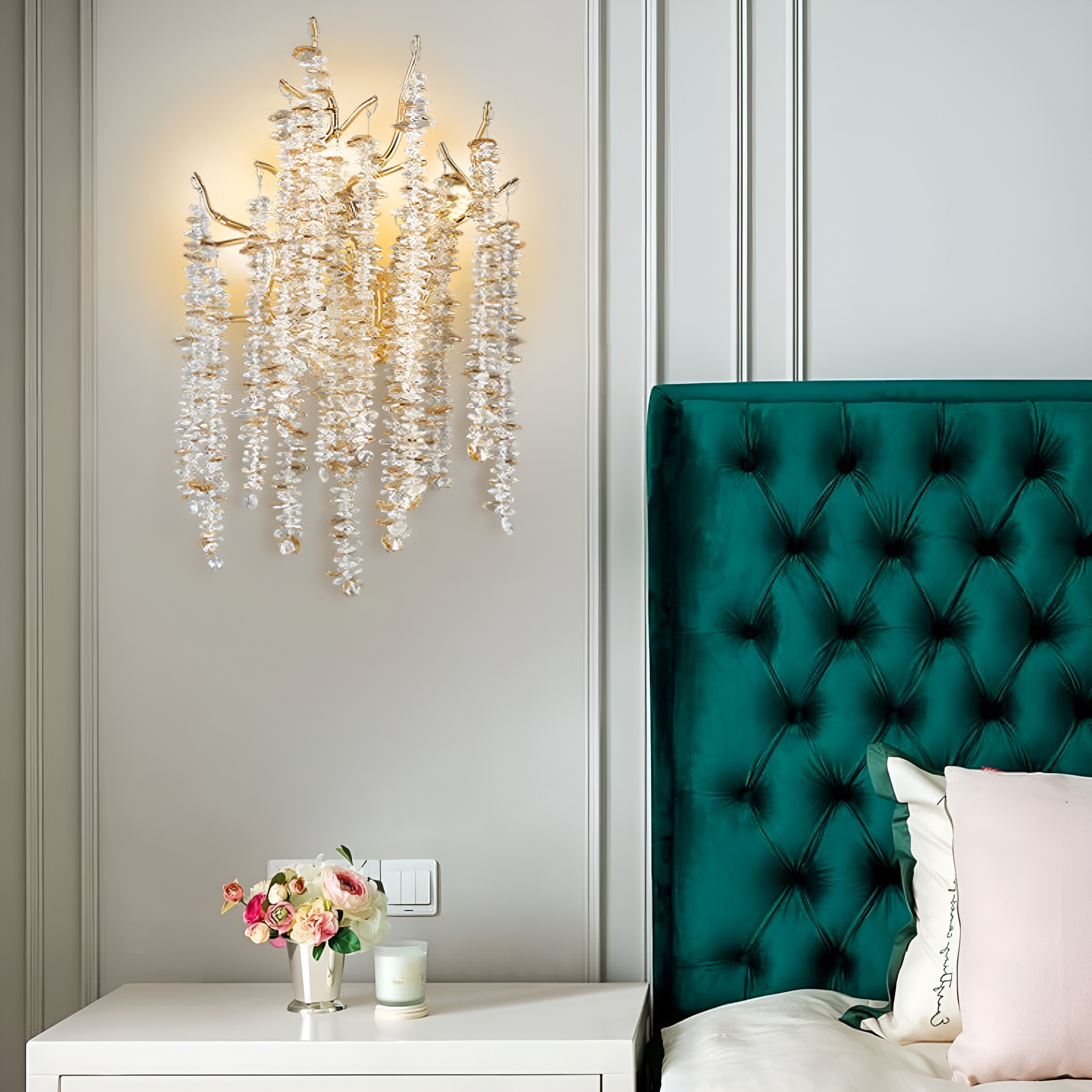 Modern Luxury Tree Branch Crystal Wall Sconce