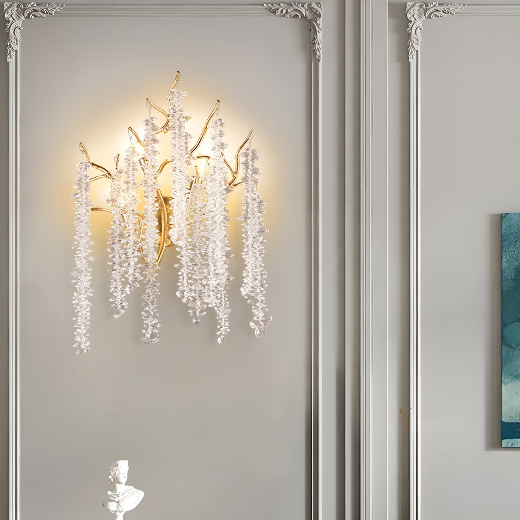 Modern Luxury Tree Branch Crystal Wall Sconce