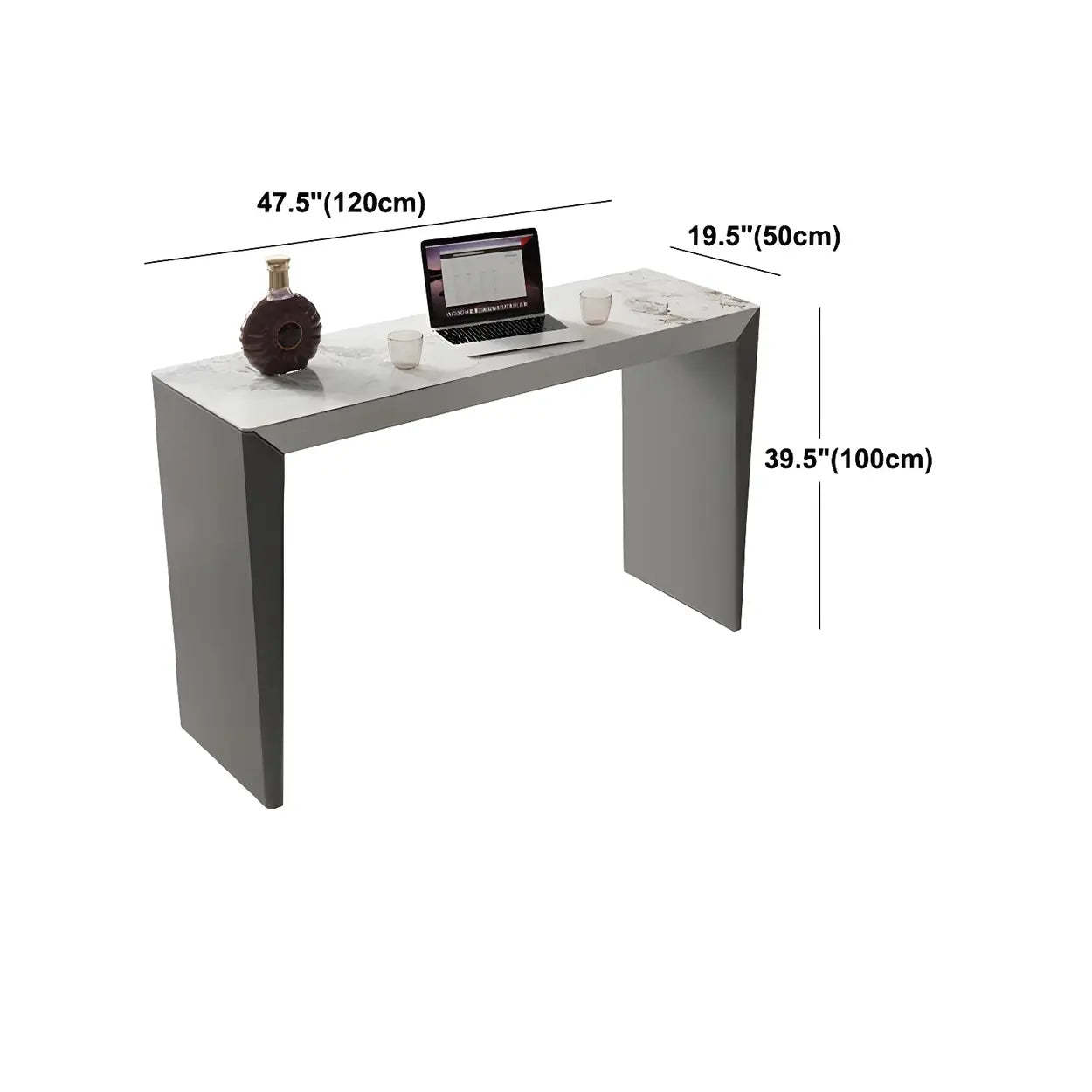 Modern Marble Counter Height Bar Table with Gray Base
