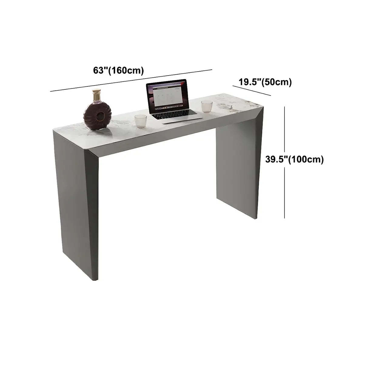 Modern Marble Counter Height Bar Table with Gray Base