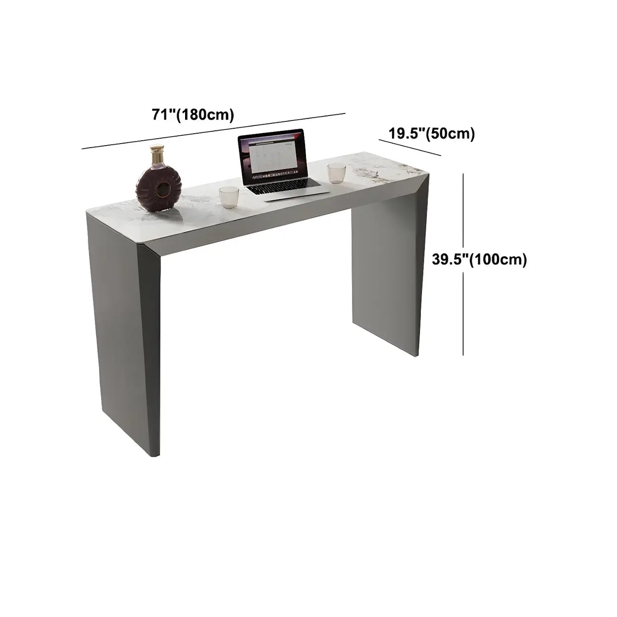 Modern Marble Counter Height Bar Table with Gray Base