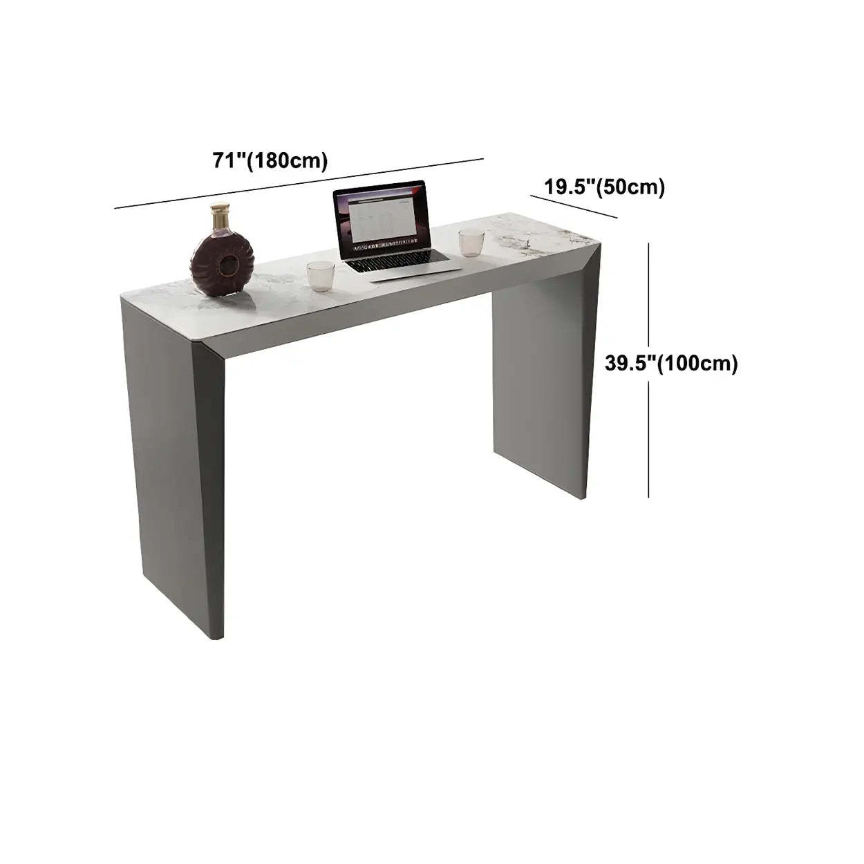 Modern Marble Counter Height Bar Table with Gray Base