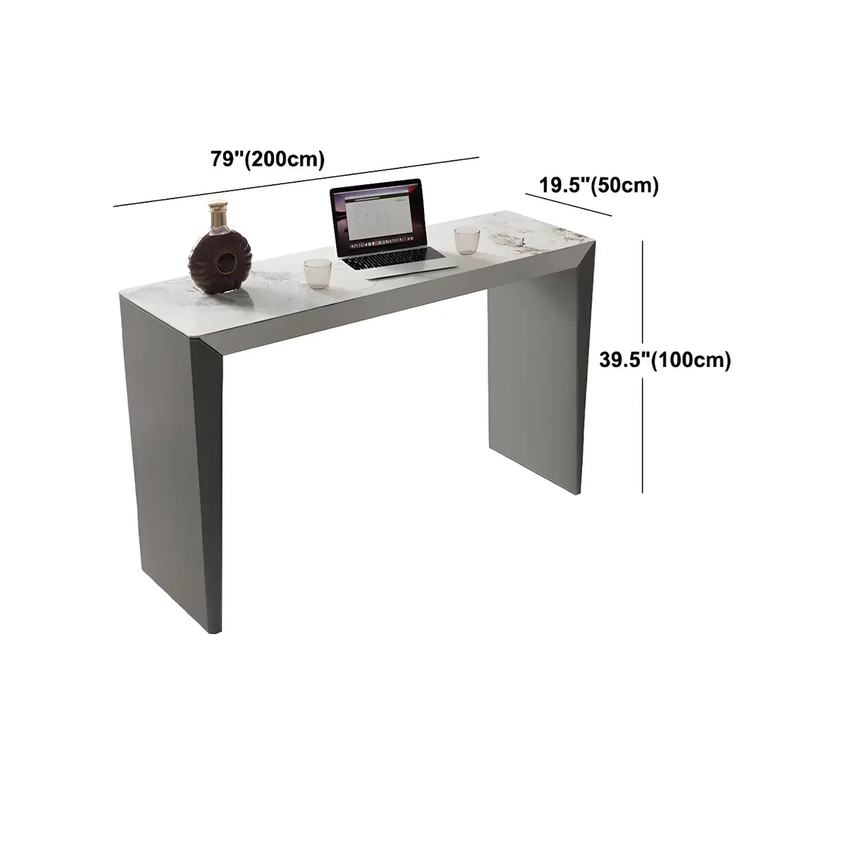 Modern Marble Counter Height Bar Table with Gray Base