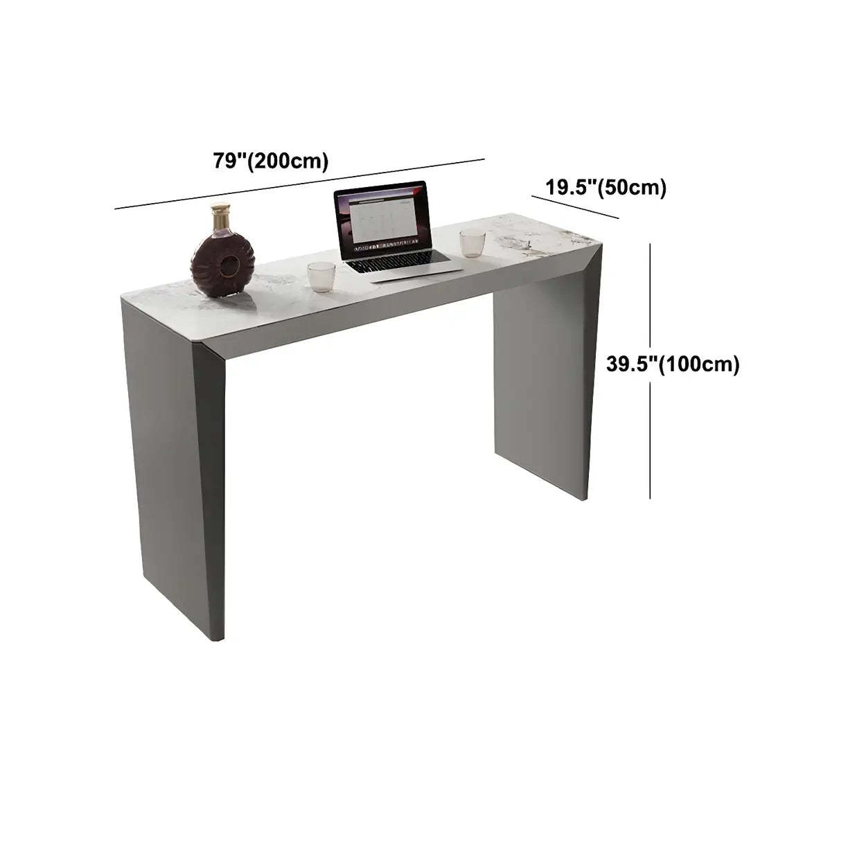 Modern Marble Counter Height Bar Table with Gray Base