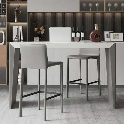 Modern Marble Counter Height Bar Table with Gray Base — Table Only