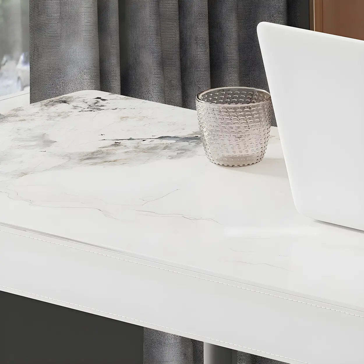 Modern Marble Counter Height Bar Table with Gray Base — Table Only