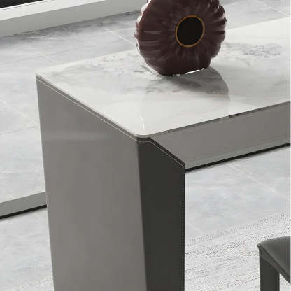 Modern Marble Counter Height Bar Table with Gray Base — Table Only