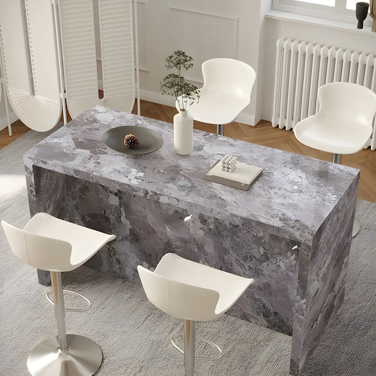 Modern Marble Kitchen Island Counter Height Bar Stool