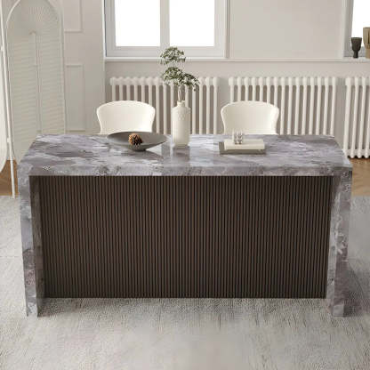 Modern Marble Kitchen Island Counter Height Bar Stool — Grey / Table Only