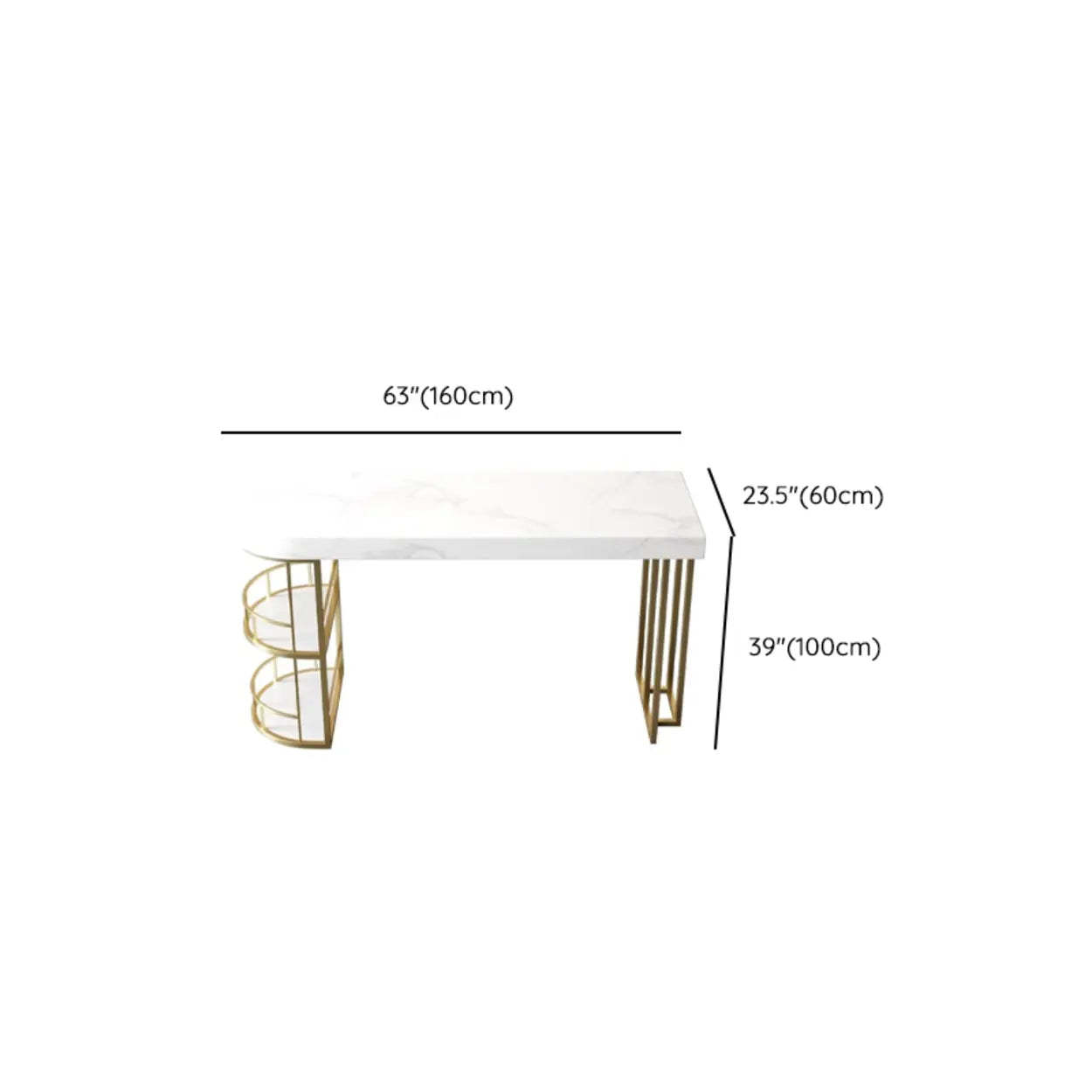 Marble and Gold Kitchen Island Table with Storage