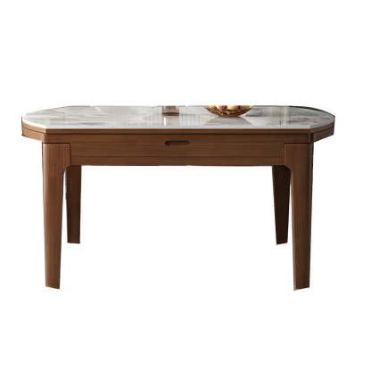 Gray Modern Marble Rectangular Extendable Dining Table