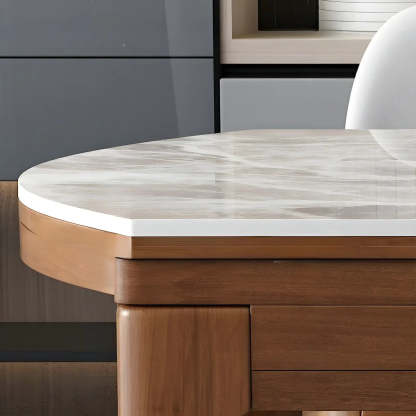 Gray Modern Marble Rectangular Extendable Dining Table