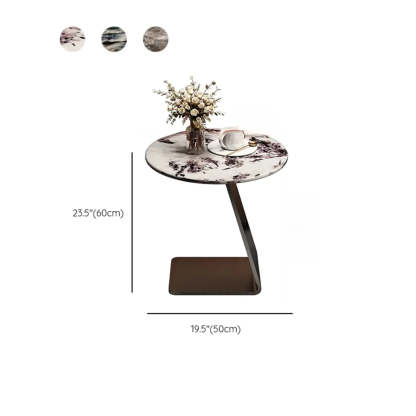 Modern Marble-Top C Side Table with Metal Base