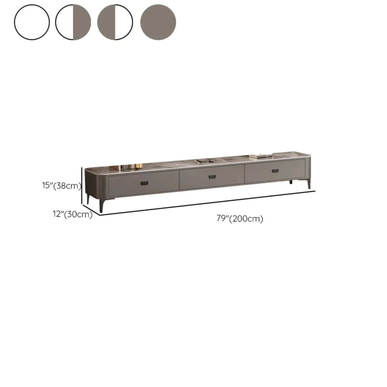 Modern Marble Top Gray TV Stand with Drawers