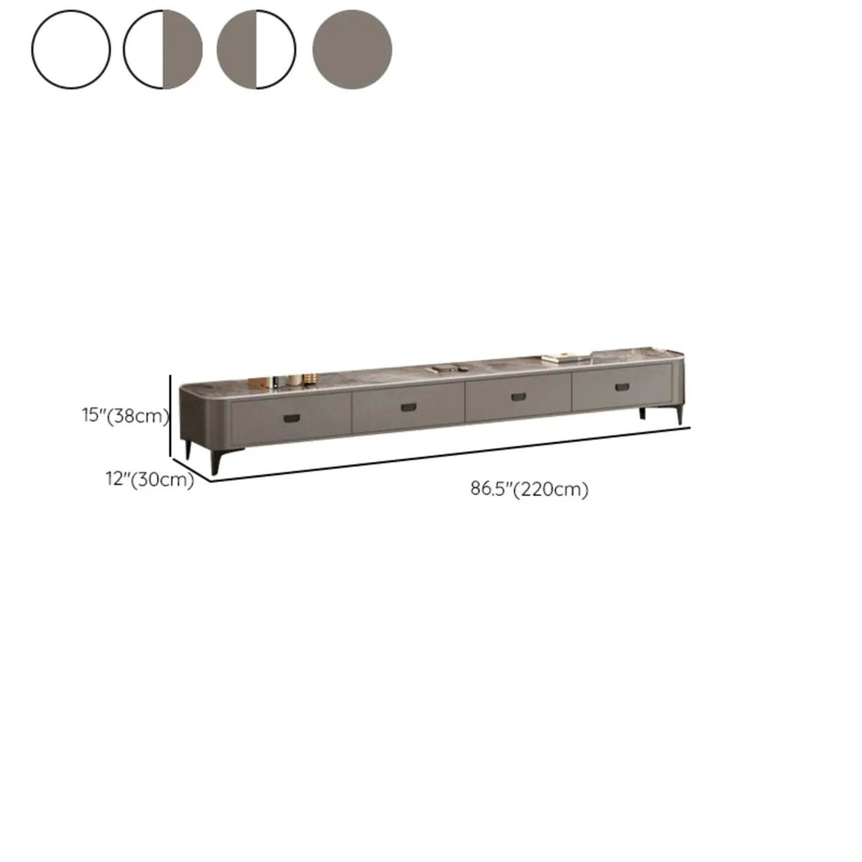 Modern Marble Top Gray TV Stand with Drawers