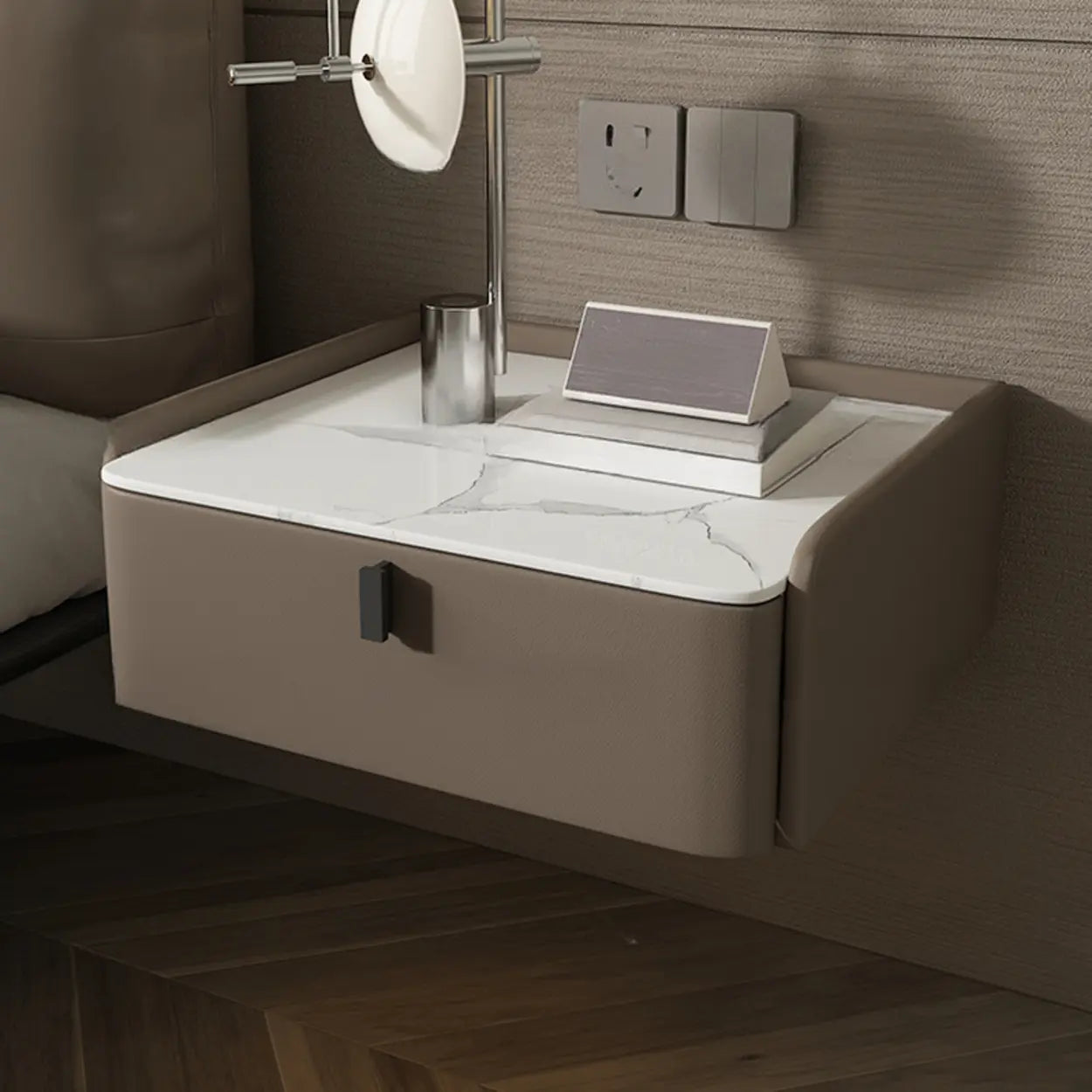 Modern Marble Top Wall-Mounted Nightstand