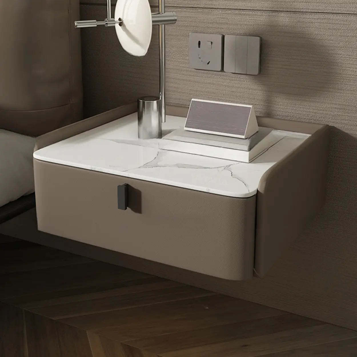 Modern Marble Top Wall-Mounted Nightstand