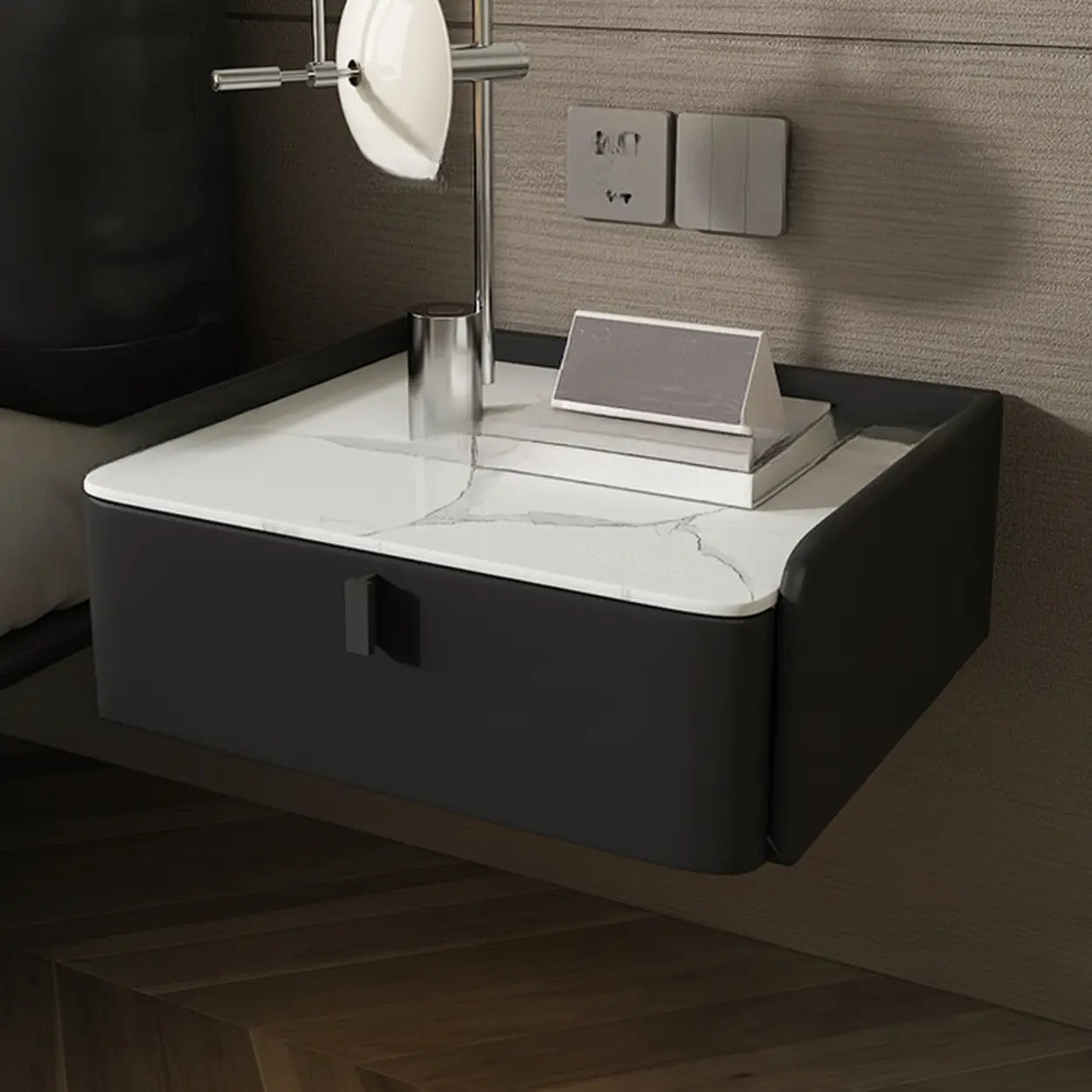 Modern Marble Top Wall-Mounted Nightstand