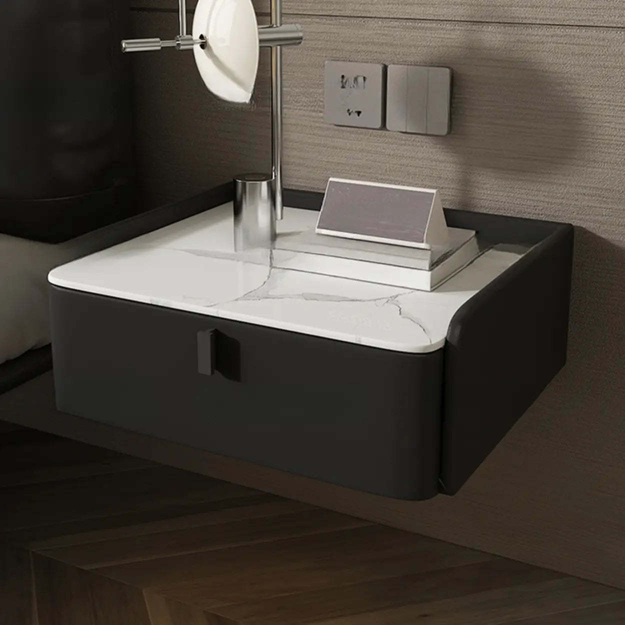 Top wall-mounted marble glass wood nightstands for bedroom