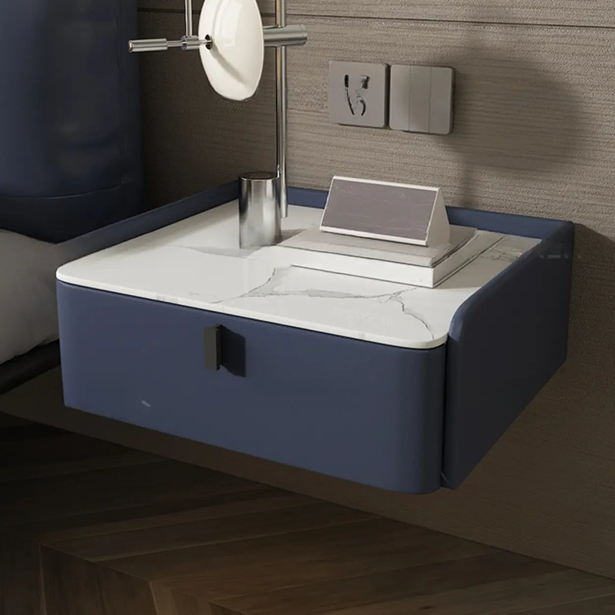 Modern Marble Top Wall-Mounted Nightstand