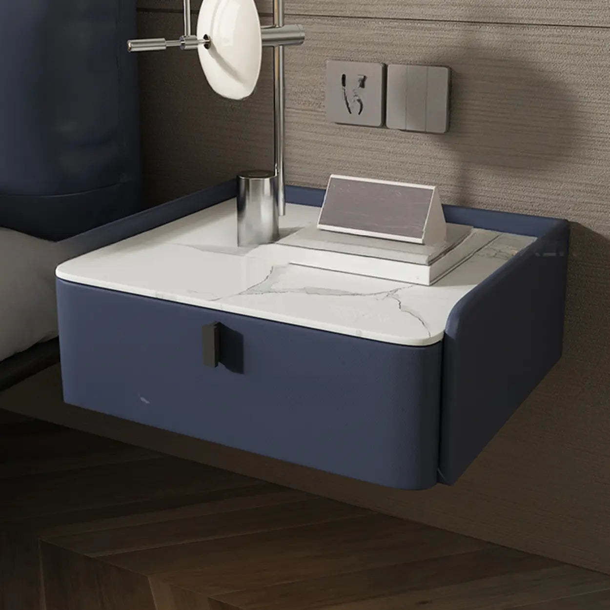 Modern Marble Top Wall-Mounted Nightstand