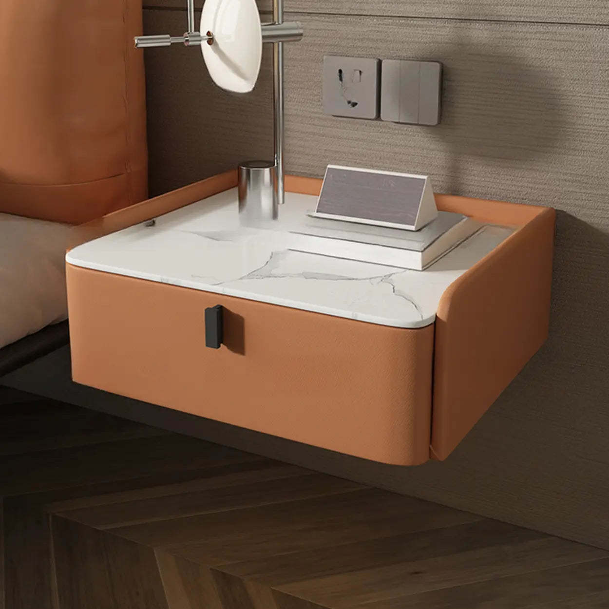 Modern Marble Top Wall-Mounted Nightstand