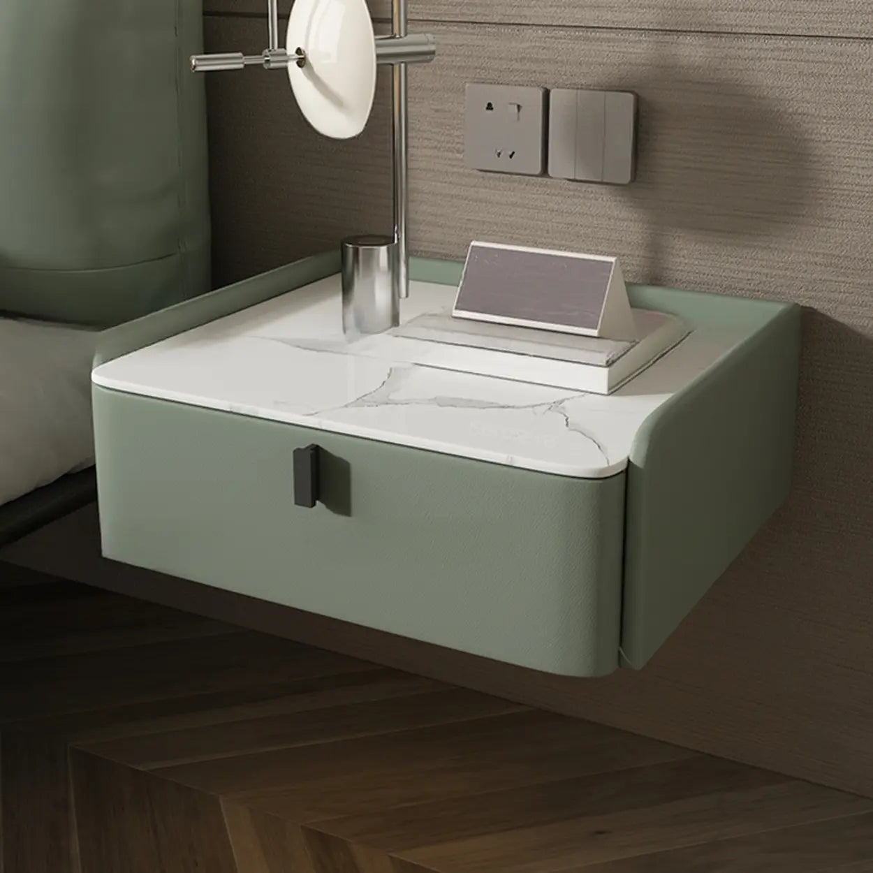 Modern Marble Top Wall-Mounted Nightstand