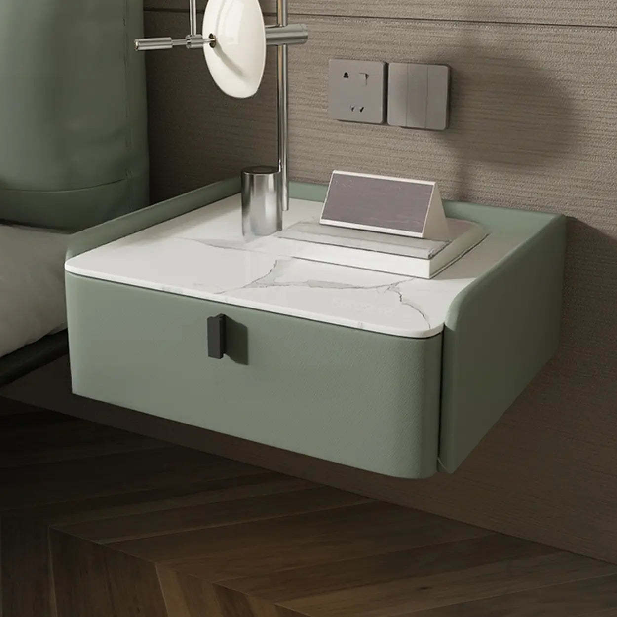 Modern Marble Top Wall-Mounted Nightstand