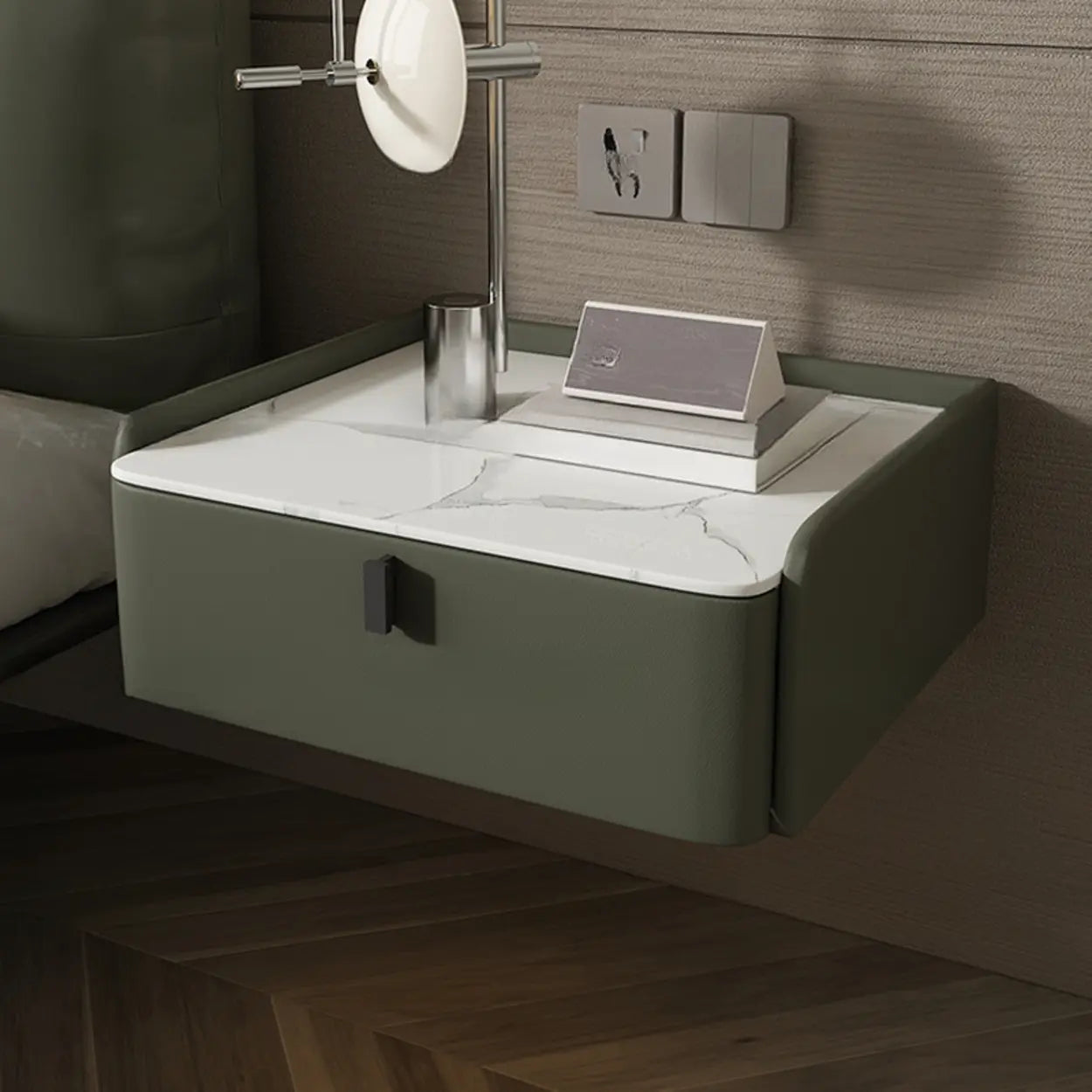 Modern Marble Top Wall-Mounted Nightstand