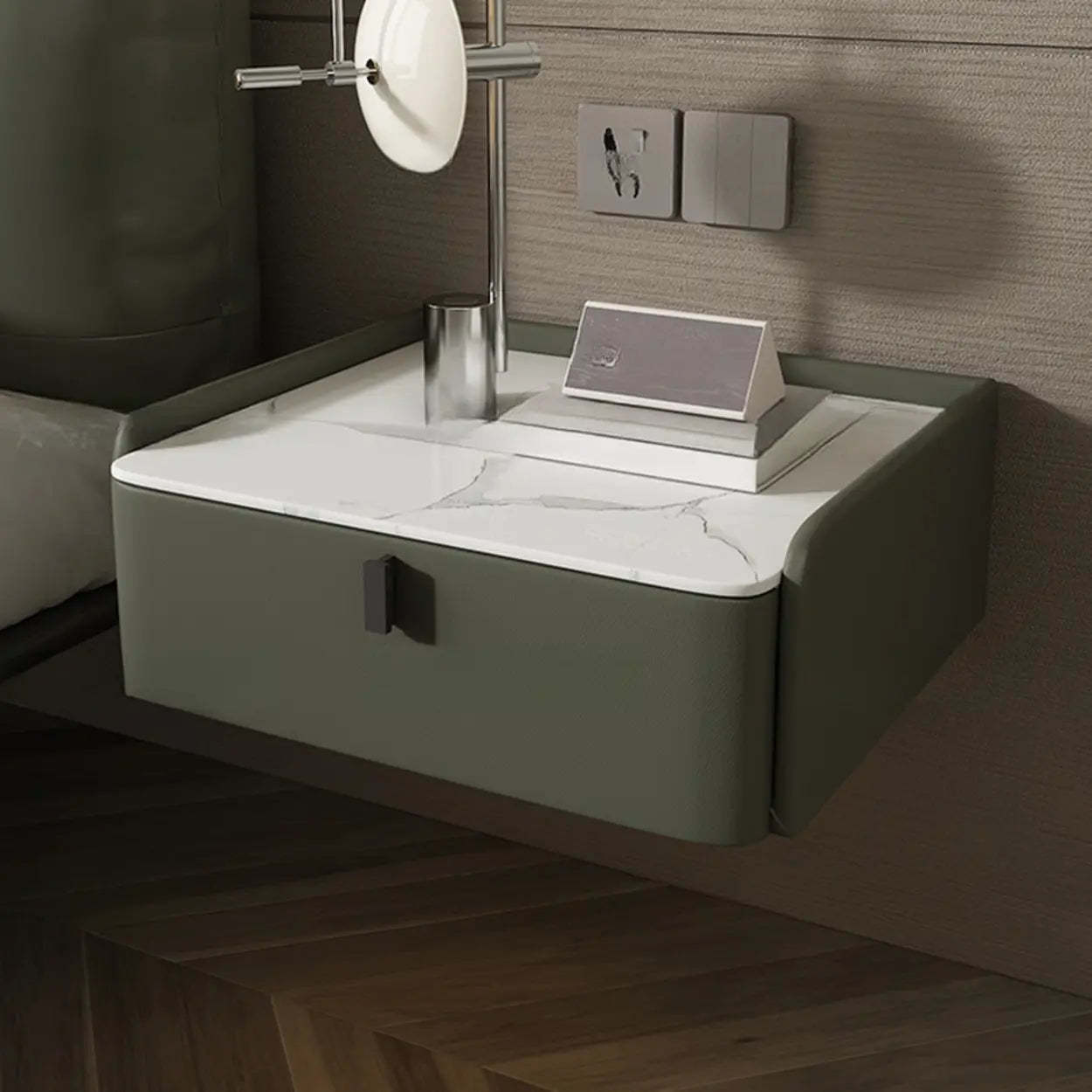 Modern Marble Top Wall-Mounted Nightstand