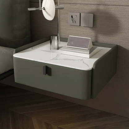 Modern Marble Top Wall-Mounted Nightstand