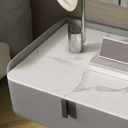Modern Marble Top Wall-Mounted Nightstand — Dark Gray