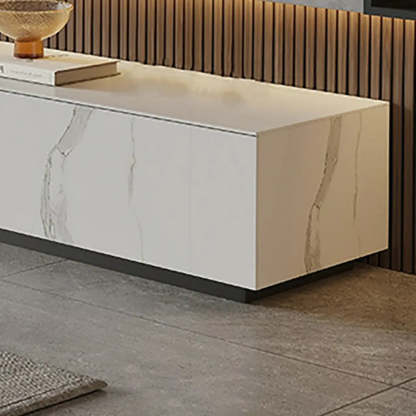 Modern Marble TV Stand Fireplace with Drawers