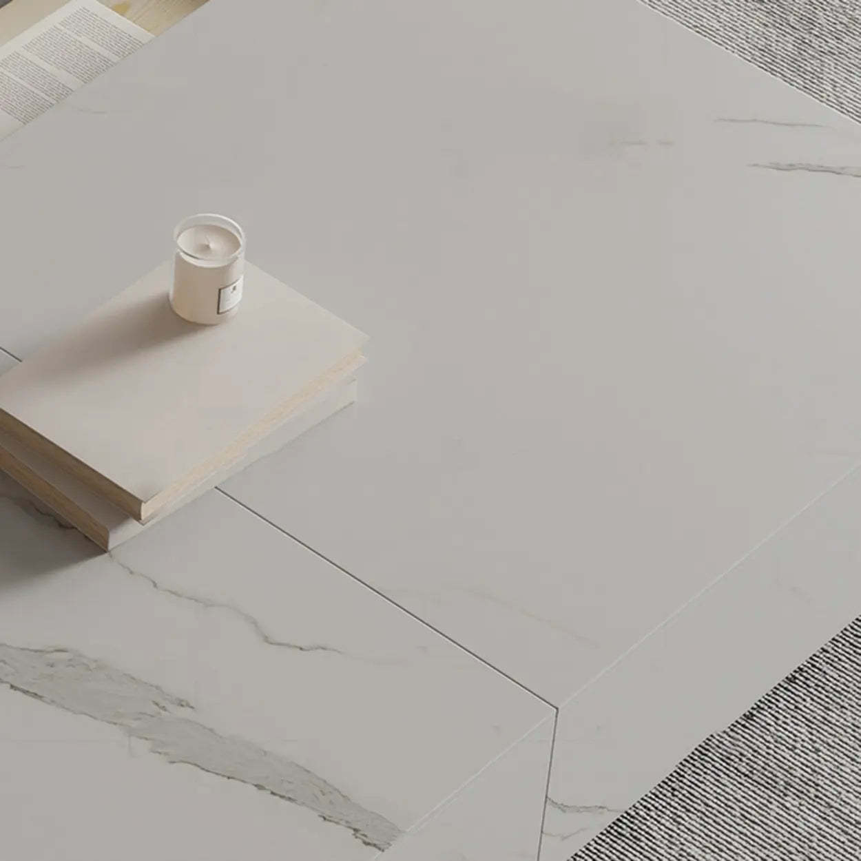 Modern Marble TV Stand Fireplace with Drawers — Black