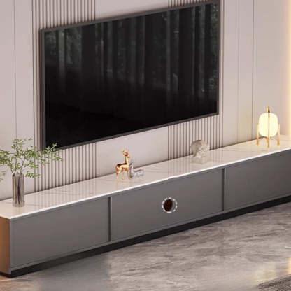 Modern Marble-Wood TV Stand with LED