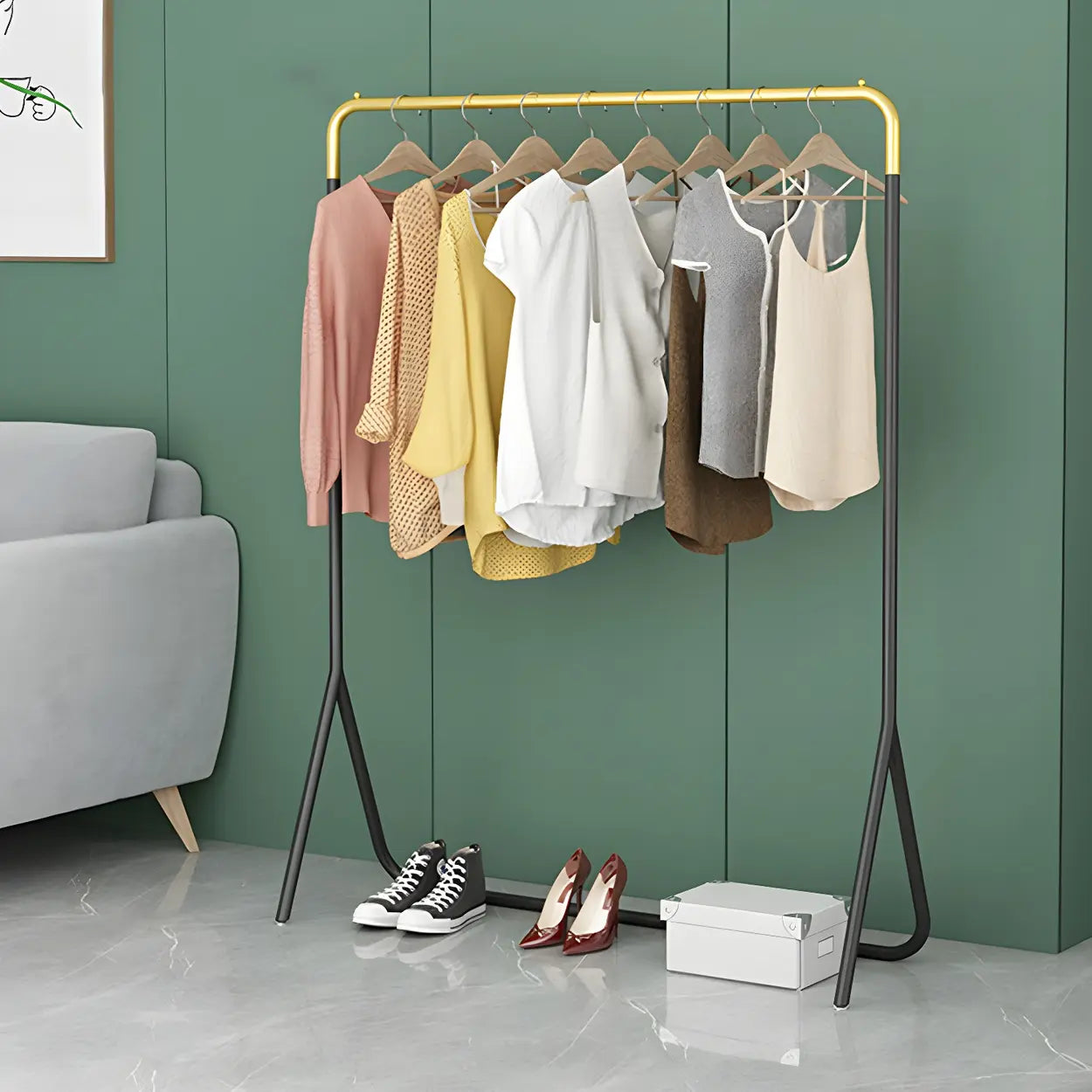 Modern Gold-Black Metal Coat Rack Organizer — Black