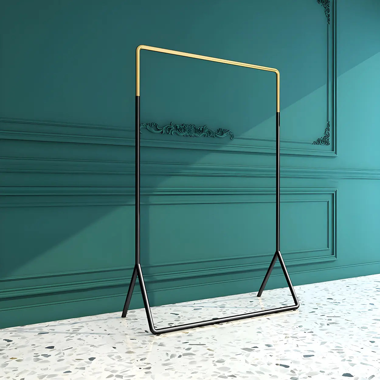 Modern Gold-Black Metal Coat Rack Organizer