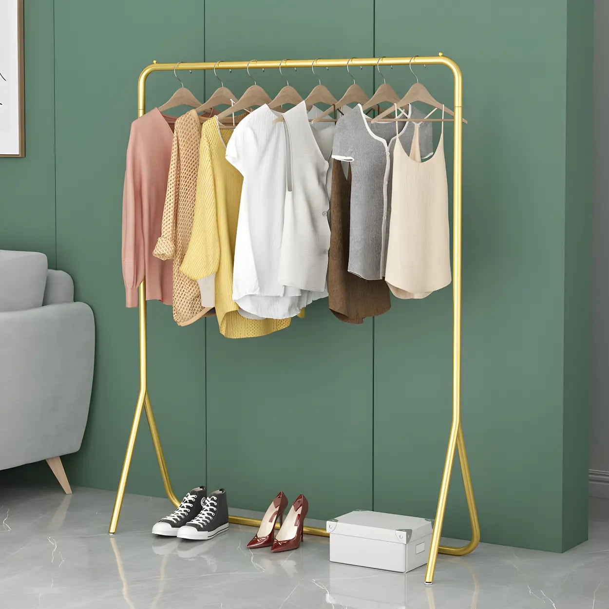 Modern Gold-Black Metal Coat Rack Organizer
