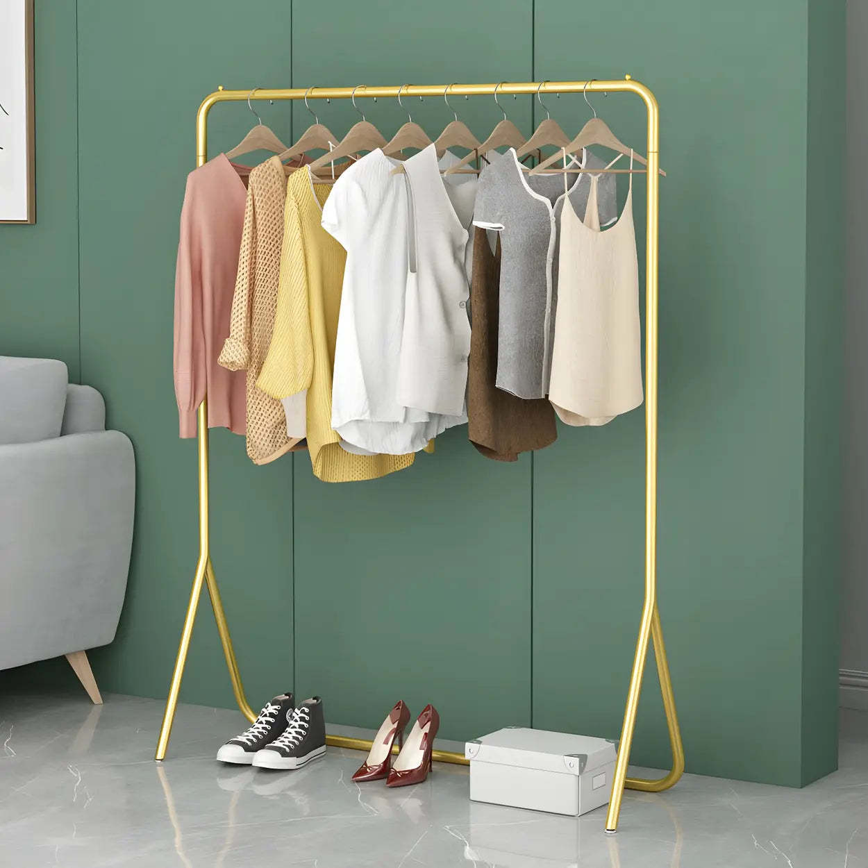 Modern Gold-Black Metal Coat Rack Organizer