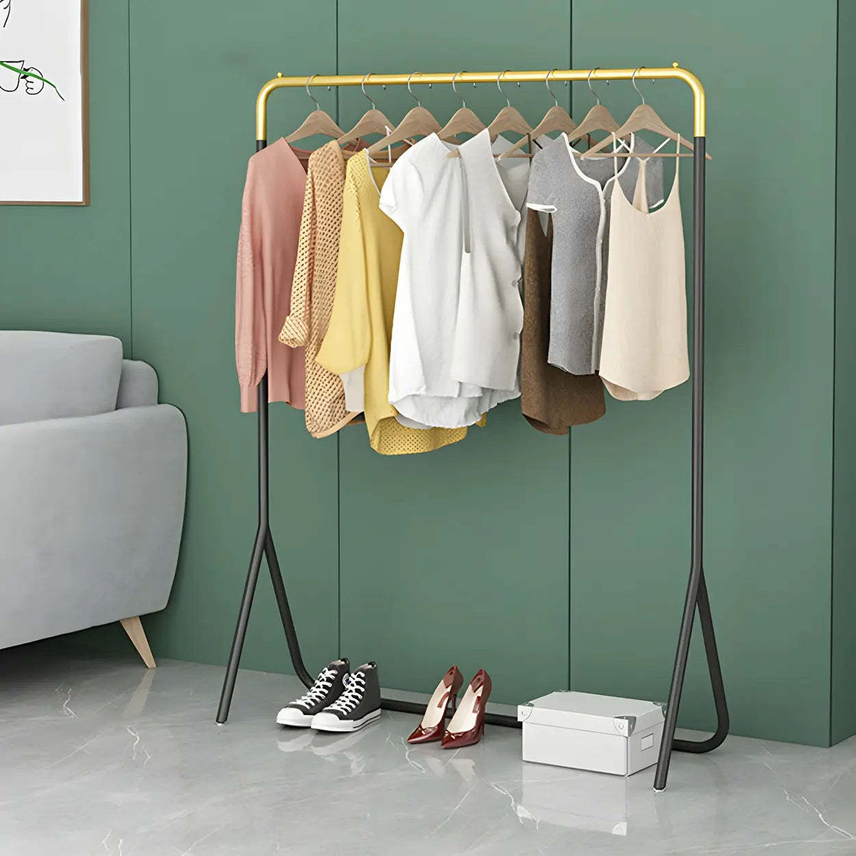 Modern Gold-Black Metal Coat Rack Organizer — Black