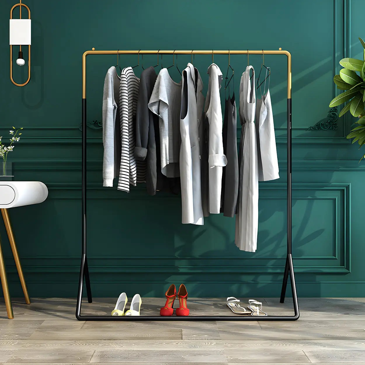 Modern Gold-Black Metal Coat Rack Organizer — Black