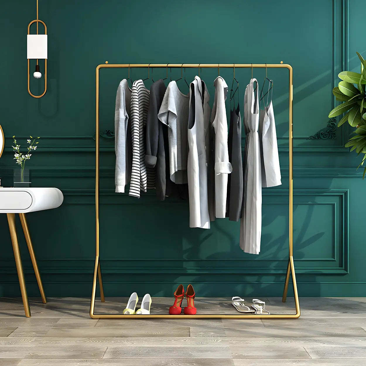 Modern Gold-Black Metal Coat Rack Organizer