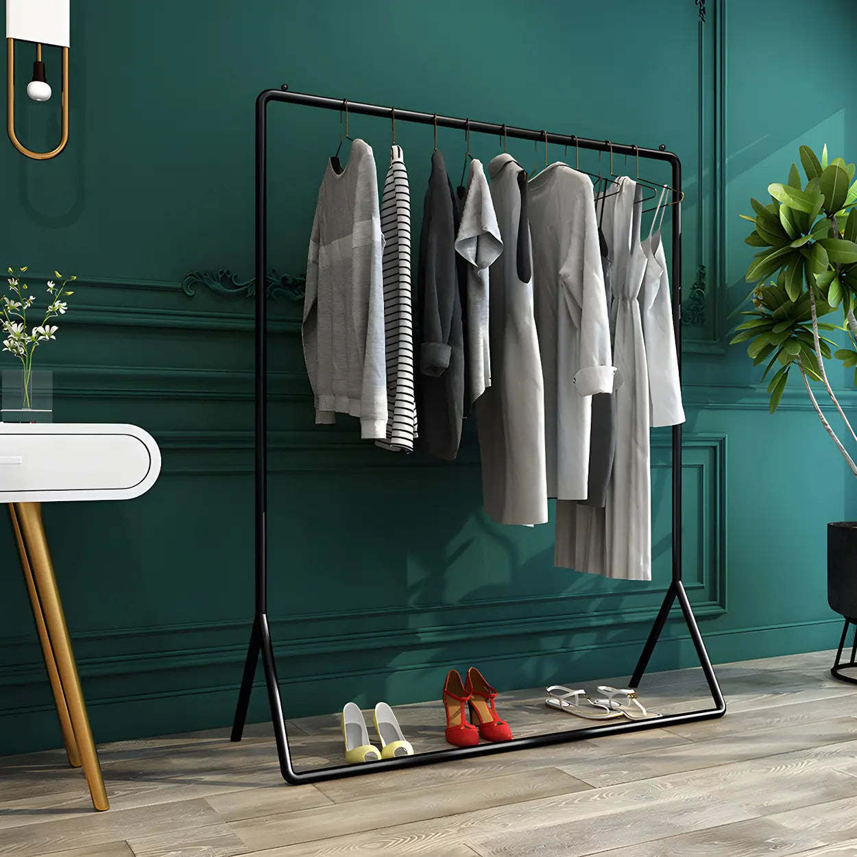 Modern Gold-Black Metal Coat Rack Organizer