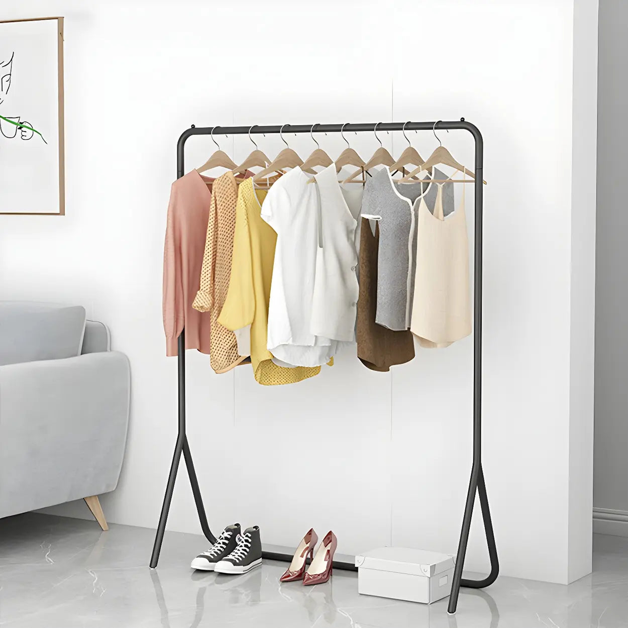 Modern Gold-Black Metal Coat Rack Organizer