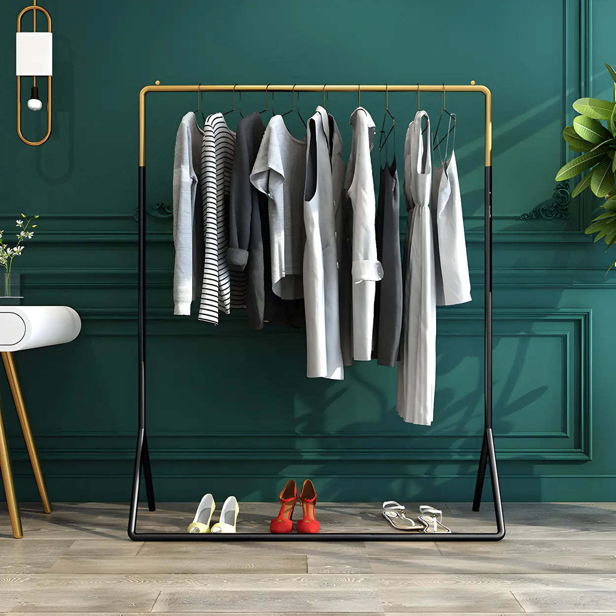 Modern Gold-Black Metal Coat Rack Organizer — Black