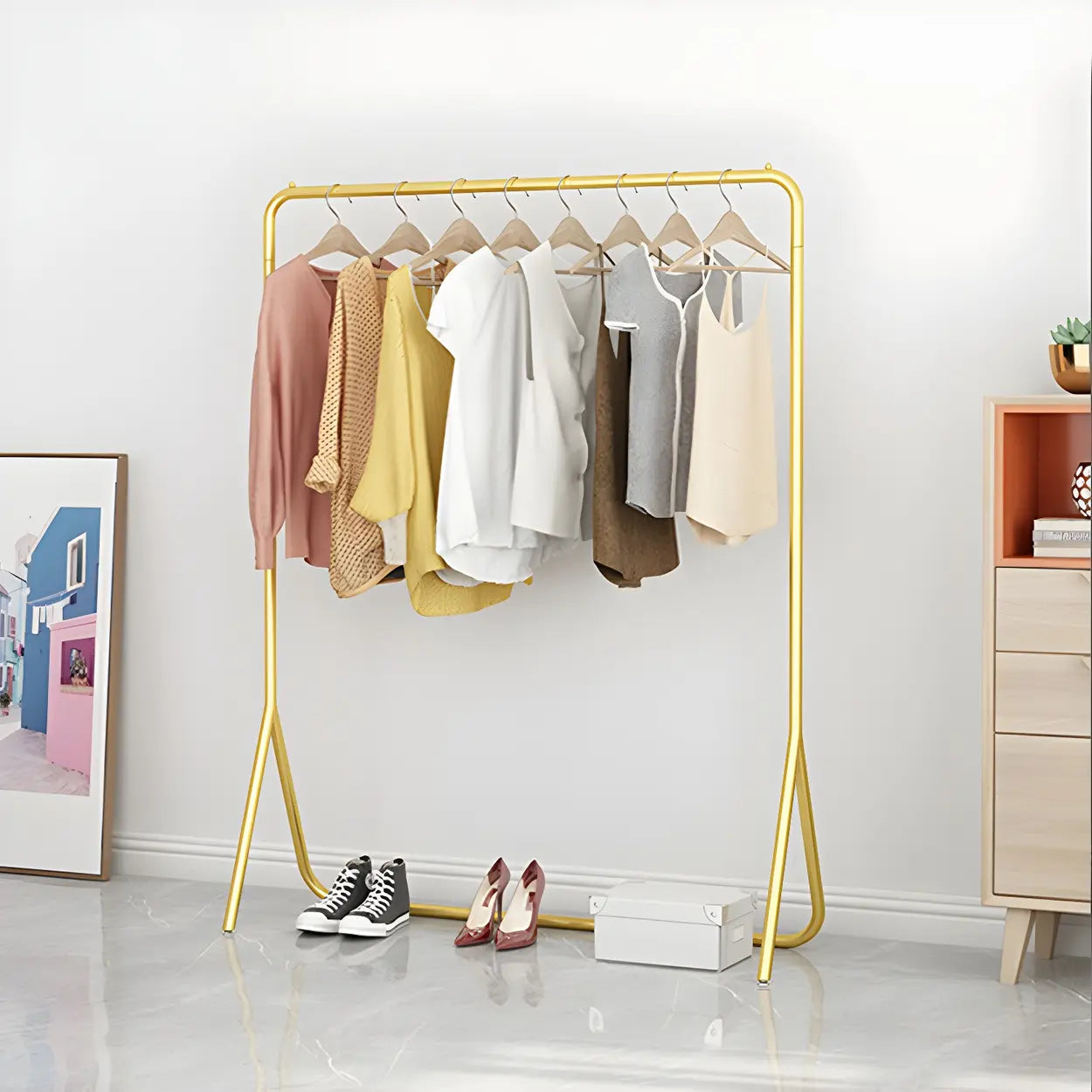 Modern Gold-Black Metal Coat Rack Organizer — Black