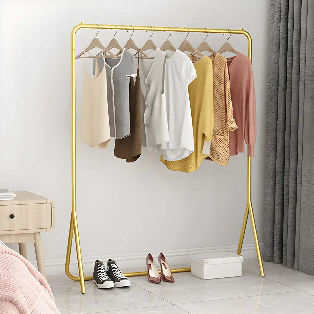 Modern Gold-Black Metal Coat Rack Organizer — Gold