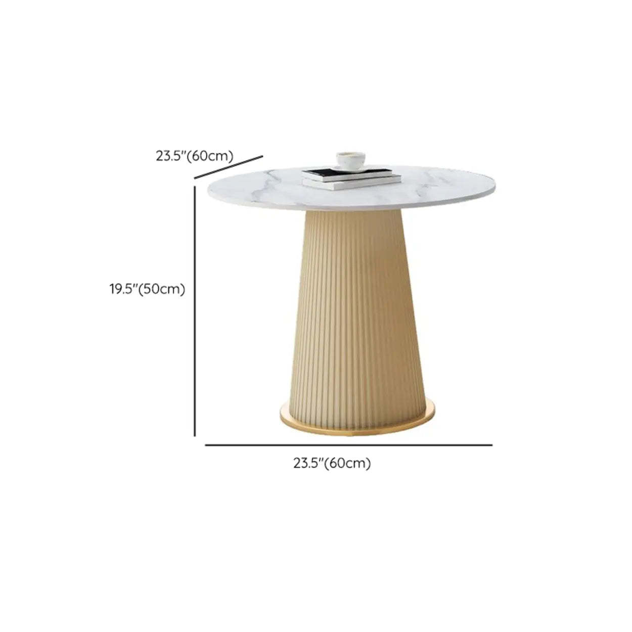 Modern Metal Marble Top Ribbed Side Table