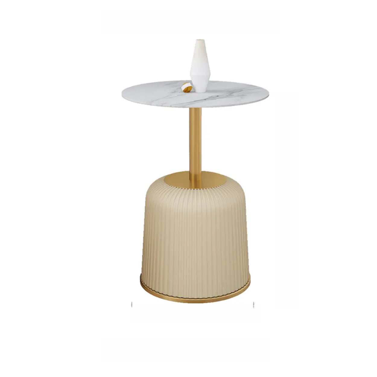 Modern Metal Marble Top Ribbed Side Table