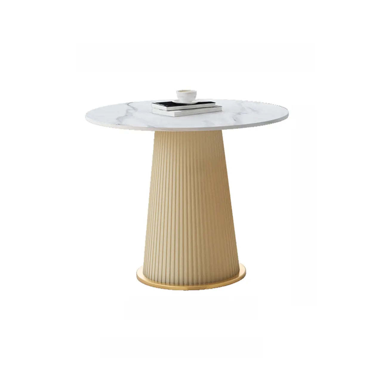 Modern Metal Marble Top Ribbed Side Table